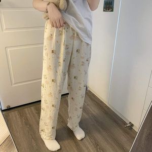 Pantalones de <span class=keywords><strong>pijama</strong></span> con estampado de <span class=keywords><strong>Koala</strong></span> para mujer, primavera y otoño 2023, nuevos pantalones de pierna ancha informales holgados de cintura alta, pantalones baratos ajustados de verano - Product Image 6