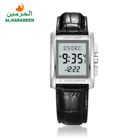 Jam Tangan Digital Islami Pria dengan Tali Kulit Stainless Steel