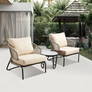 Loisirs relaxant confortable cour Patio fauteuils en aluminium meubles 3 pièces extérieur <span class=keywords><strong>jardin</strong></span> corde chaises ensemble - Product Image 1