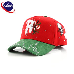 Casquette de baseball non structurée QZFSO personnalisée avec broderie 3D, en coton, à 5 panneaux, style A-Frame, avec strass - Product Image 1