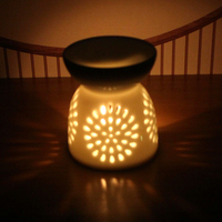 Porcelaine 7*9CM blanc évider mignon 50Ml porte-bougie chauffe-plat encens arôme petit brûleur à mazout chauffe-cire en céramique brûleur de fusion