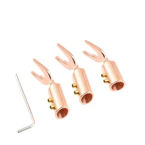 Custom Speaker Connector Pure Red Copper Speaker Plugs Audio Screw Fork Spade Connectors