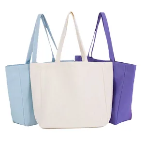 重型可重复使用定制棉购物袋批发环保女士帆布手提袋