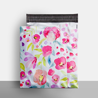 Sacs d'expédition en polyéthylène personnalisés avec logo imprimé intégral, motifs feuilles de tulipes, pour emballage de vêtements, sacs de remerciement pour coursiers
