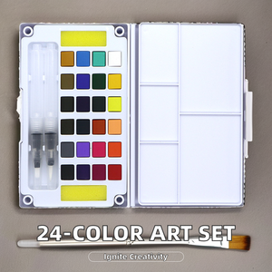 Haute qualité 12/18/24/36 couleur <span class=keywords><strong>Gouache</strong></span> peinture ensemble peintures à l'eau pour les <span class=keywords><strong>beaux</strong></span>-<span class=keywords><strong>arts</strong></span> sur toile Portable 3ml Palette pinceau Pigment - Product Image 5