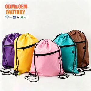 Custom Foldable Portable Reusable Waterproof Drawstring <b>Backpack</b> Bag Storage Polyester Bag for Swimming Gym Traveling - Product Image 2