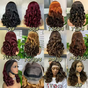 Promotion 107$ Letsfly Loose Wave 13x4 Lace Frontal Wigs 20 Inches 4T30T4 Piano Color Natural Human Hair Wholesales 240gram - Product Image 2