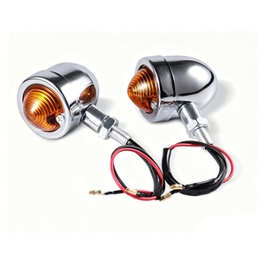 Luces Intermitentes de Motocicleta de Metal de Aluminio Vintage, Aptas para Cruiser Bobber, Intermitentes Indicadores Transparentes Rojos Ámbar - Product Image 1