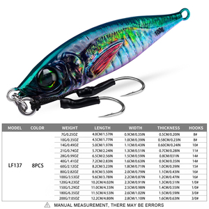 Leurre de pêche en eau salée à lancer lent en métal imprimé en 3D, avec hameçons assistants, 7g 10g 14g 21g 28g 40g 60g 80g, lumineux - Product Image 4