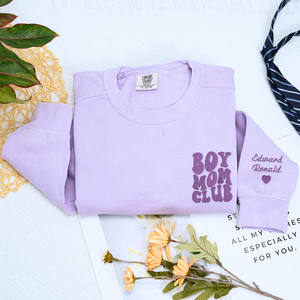 Sudadera o camiseta tejida 3D Boy Mom Club de invierno y Otoño con nombres bordados para niños <span class=keywords><strong>en</strong></span> la parte delantera y logotipo de la manga - Product Image 3