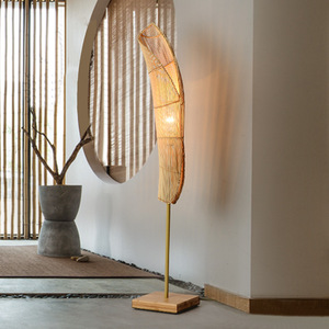 Lampe de sol en bambou tressé, grande, moyenne et petite, combinaison économique en énergie, avec interrupteur, pour salon, chambre, maison d'hôtes, style Zen - Product Image 2