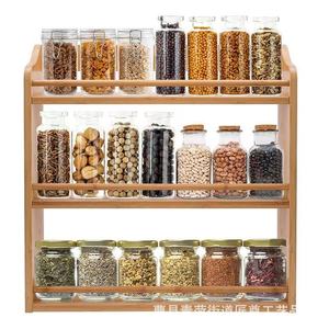 Wooden <b>Spice</b> Rack 3 Tier Multi Layer Kitchen Storage For Condiments <b>Jars</b> Countertop Organizing - Product Image 4