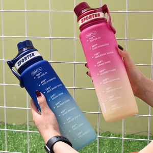 Tasse à eau teintée de lumière de grande capacité de 1000ml Bouteille d'eau de sport <span class=keywords><strong>portable</strong></span> à rabat pour l'extérieur - Product Image 2