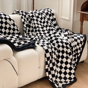 Coral Fleece Blanket Rectangular Winter Anti-Pilling Modern Style White Sofa Bed Cover Up - Product Image 1