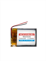 3.7V 700mAh 802535 baterai Li-Ion Ion polimer untuk earbud jam tangan pintar Speaker MP3 GPS HEADPHONE TWS 2 kabel L855
