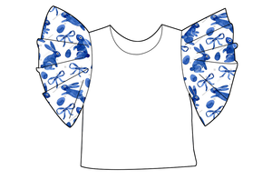 Camiseta de Manga con <span class=keywords><strong>Volantes</strong></span> para Niñas Pequeñas, Novedad de Pascua 2026, Estampado de Conejito y Zanahoria, Estilo Casual y Moderno para Primavera - Product Image 6