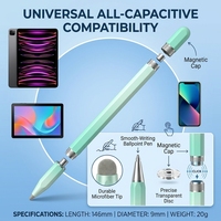 Stylo tactile Wenku 3 en 1 avec pointe en tissu microfibre, pointe à bille et pointe de précision, stylet magnétique en métal pour tablette et téléphone 146 mm
