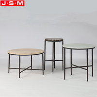 Table basse simple pour salon, pieds en métal noir, plateau rond en marbre, table d'appoint pour salon et chambre à coucher