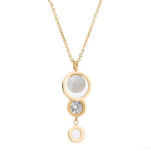 Collar con Colgante de Moda, Anillo Circular Geométrico, Cadena de Acero Chapada en Oro de 18K de Varias Capas, para Uso Diario - Product Image 1