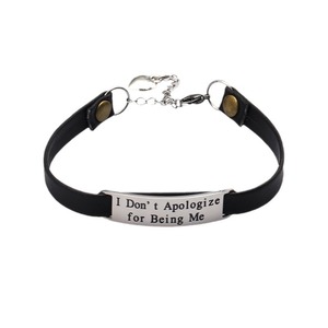 Pulsera de Cuero con Grabado de Acero Inoxidable 'No Me Disculpo por Ser Yo', Joyería de Regalo, Banda Negra, Estilo Vintage - Product Image 4
