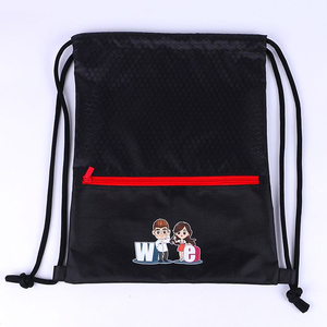 Mochila Negra con Cordón, Bolsa de Hombro Promocional de Poliéster - Product Image 2