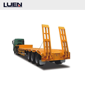 Ventas calientes Heavy-Duty 4-Axle Steel Semi-Trailer Lowboy con <span class=keywords><strong>rampa</strong></span> robusta para transporte de equipos pesados 60T Carga útil - Product Image 1