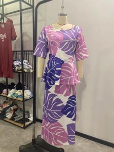 Best Price Custom <strong>Plus</strong> <strong>Size</strong> Hibiscus Flower Print Frilly <strong>Tops</strong> and Skirts 2 Piece Samoan Puletasi Ptaha Pacific Island Dress - Product Image 4