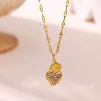 Collier pendentif cœur en acier inoxydable plaqué or, résistant à l'eau et inaltérable, best-seller TikTok Fanhua Jewelry