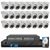 Sistema de Seguridad PoE de 8MP y 32 Canales con Disco Duro de 8TB, Juego de Cámaras IP Tipo Torreta con Doble Luz de 24x, Kit NVR Comercial con Acceso Remoto por Aplicación P2P