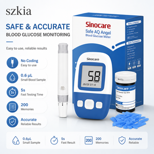 Kit de surveillance de la glycémie Safe AQ Angel sans codage, haute précision, résultats en 5 secondes, 0,6 µL, avec 50 bandelettes de test, lancettes et stylo piqueur, <span class=keywords><strong>pour</strong></span> usage domestique - Product Image 1