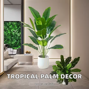 Ventes Flash : Palmier Artificiel en Plastique, Plante à Feuilles Vertes Haute Simulation pour Décoration Intérieure Maison et Hôtel, Écologique - Product Image 2