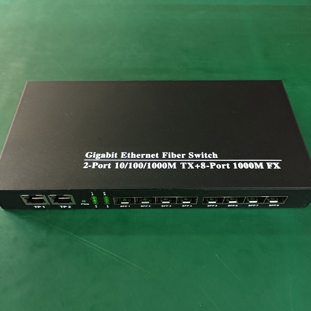 Gigabit Ethernet Fiber Switch 2 Port 10/100/1000M Tx RJ45 + 8 Port 1000M Fx SFP Ethernet Switch Fiber Optical Mdedia Converter