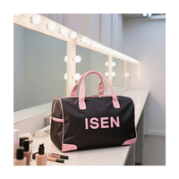 Grande trousse de toilette ISEN, noir et rose contrastés, organiseur de voyage, trousse de maquillage imperméable en polyester, sac de sport professionnel