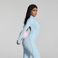 Combinaison de yoga à manches longues avec fermeture éclair, une pièce, très élastique, effet ventre plat, coupe ajustée, vêtements de sport, vente en gros directe usine