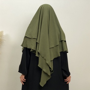 2307 #   Último Modelo de Khimar de Dos Capas, Crepé Arrugado, Sencillo y Versátil, Color Sólido, Abaya para Ramadán, Bufanda para Mujer, Eid Abaya Khimar - Product Image 2