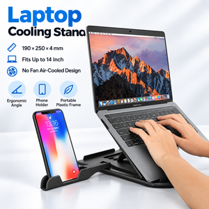 Soporte para Laptop, Diseño Gaming de Plástico, Base Refrigerante para Laptop, Soporte para PC de Escritorio, Sin Ventilador, Refrigeración por Aire, COOREL 190*250*4mm 14 Pulgadas - Product Image 1