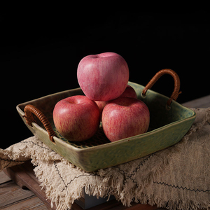 Assiette creuse en céramique tressée style japonais, faite à <span class=keywords><strong>la</strong></span> main, rétro, grande assiette de service pour fruits, couleur unie, récipient alimentaire domestique - Product Image 4
