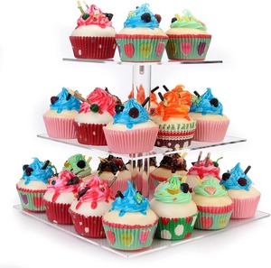 Support à cupcakes en acrylique à 3 niveaux, tour à desserts, présentoir à cupcakes et biscuits, plateau à pâtisserie réutilisable pour mariage, anniversaire - Product Image 1
