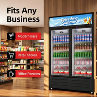 Vente en gros de machine à glaçons pour boissons et bières Crownwing, personnalisée, commerciale, à double porte vitrée, avec éclairage LED, dégivrage automatique, réglable