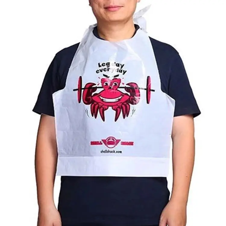 Hot Sell Custom Disposable Restaurant Plastic Adult Bibs Seafood Crab Bib For Adult