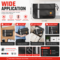 Pochette ignifuge pour documents, idéale pour la vente au détail, pochette fine noire pour copies de passeports, documents d'assurance et rangement domestique