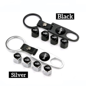 4 unids/set válvula antirrobo rueda neumático vástago de válvula cubiertas de polvo de aire con llavero Válvula de neumático de coche modificada al por mayor - Product Image 2