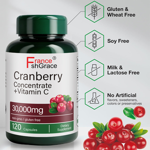 Complément de concentré de canneberge Shecome de haute qualité, vitamine C, santé des voies urinaires, 120 capsules de concentré de canneberge - Product Image 2