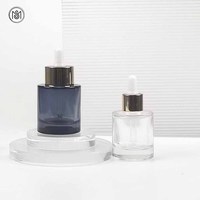 Botol Kaca Kemasan Kosmetik Mewah Silinder Dasar Tebal Mingsheng 40ml, Botol Serum Minyak dengan Pipet