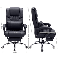 Chaise de bureau ergonomique de luxe noire avec repose-pieds et coussin lombaire, fauteuil inclinable pivotant, réglage de la hauteur du dossier, livraison gratuite