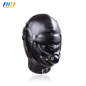 Adulto PU Couro Bondage Gear Eyemask <span class=keywords><strong>Head</strong></span> <span class=keywords><strong>Harness</strong></span> com <span class=keywords><strong>Ball</strong></span> <span class=keywords><strong>Gag</strong></span> para Sex Play - Product Image 3