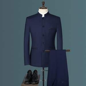 Stile tradizionale Zhongshan abiti pantaloni cappotto da <span class=keywords><strong>uomo</strong></span> Tang vestito colletto sottile <span class=keywords><strong>giovane</strong></span> cinese best man <span class=keywords><strong>abbigliamento</strong></span> da sposa - Product Image 3
