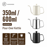 Bouilloire à café à bec de cygne en acier inoxydable 304 HC Wholesale 350/600 ml avec échelle, compatible cuisinière, OEM pour cafés et commerces de détail
