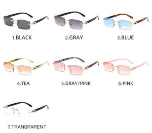 Uffalo-gafas de sol cuadradas sin montura para hombre, lentes de sol cuadradas de lujo en color blanco y negro, a la moda - Product Image 4