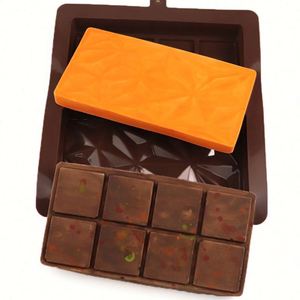 Moule en silicone écologique pour chocolat et glaçons, motif gaufré 8 grilles en forme de losange, grande taille, OEM/ODM - Product Image 1
